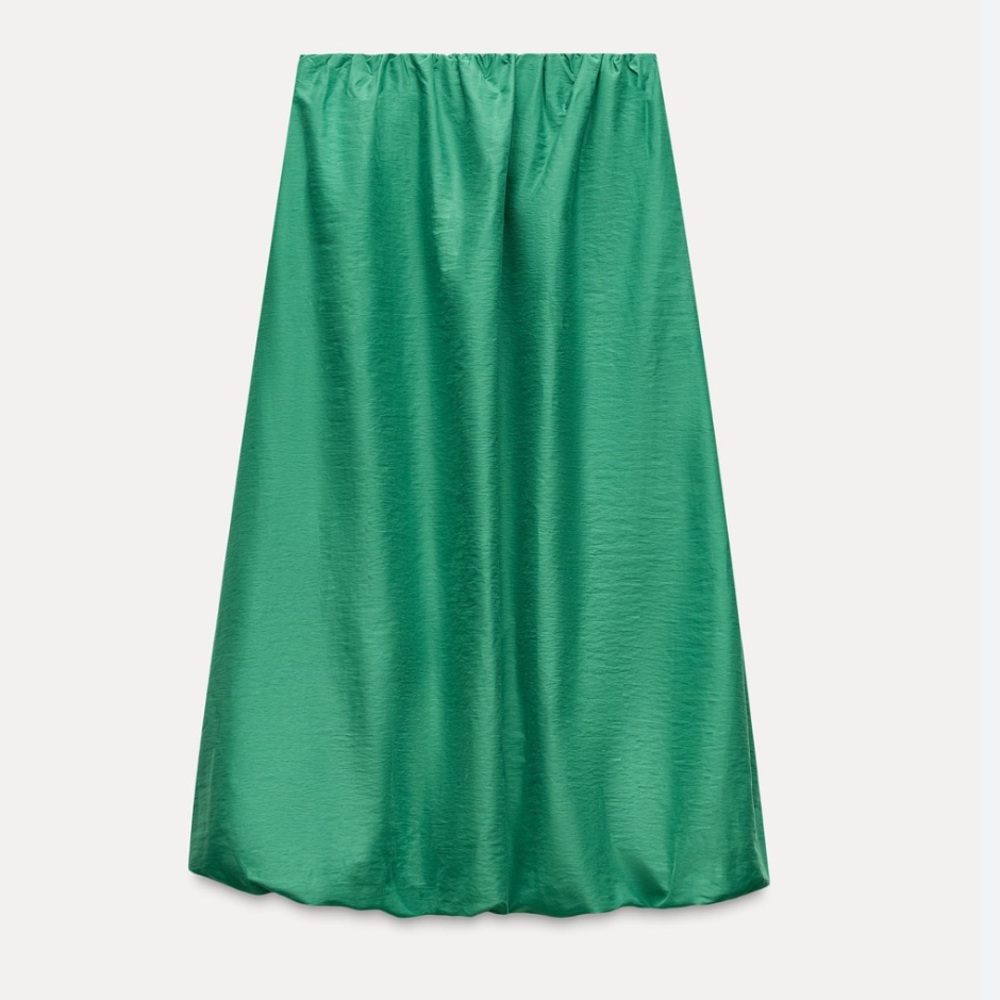 Zara Green Bubble Midi Skirt size XS